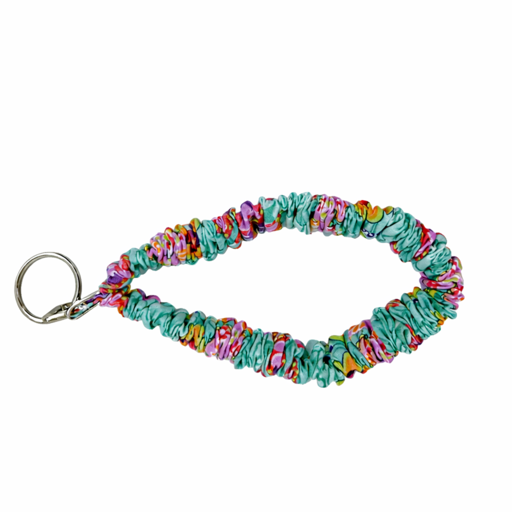 Teal Floral Scrunchie Wristlet